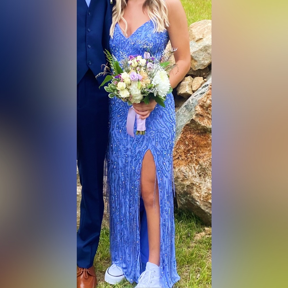 Sherri Hill Prom Dress style #54344 size:0 color is periwinkle.
